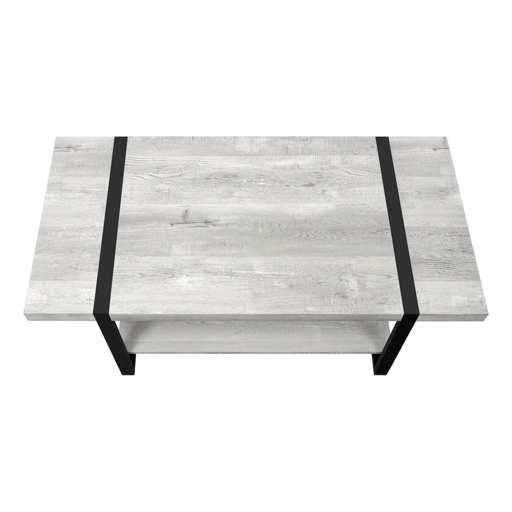 47" Gray And Black Coffee Table With Shelf