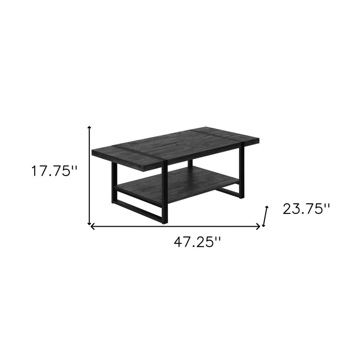 47" Black Coffee Table With Shelf