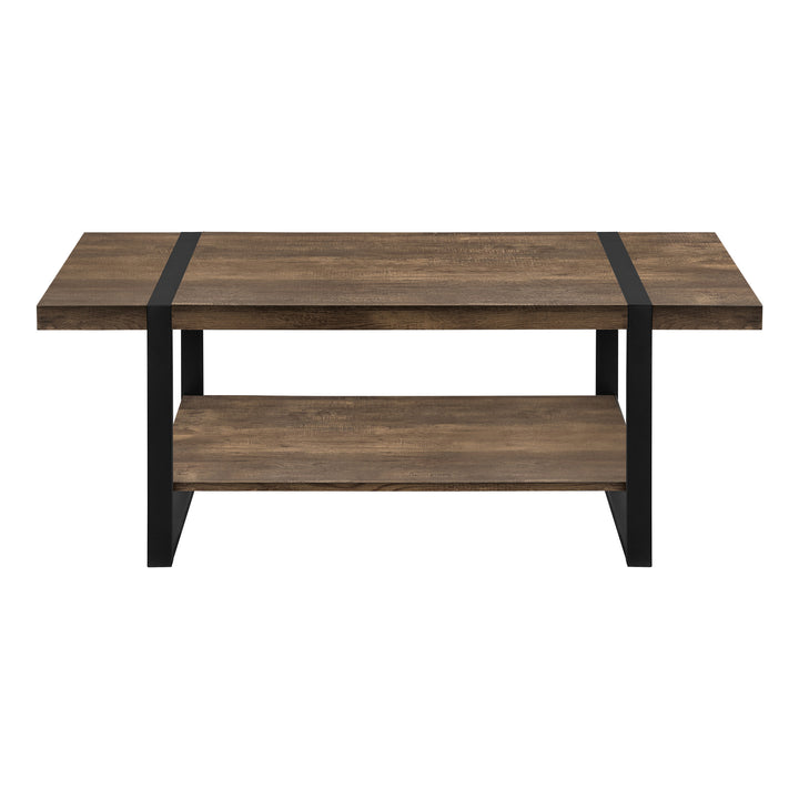 47" Brown And Black Coffee Table With Shelf