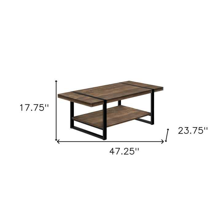 47" Brown And Black Coffee Table With Shelf