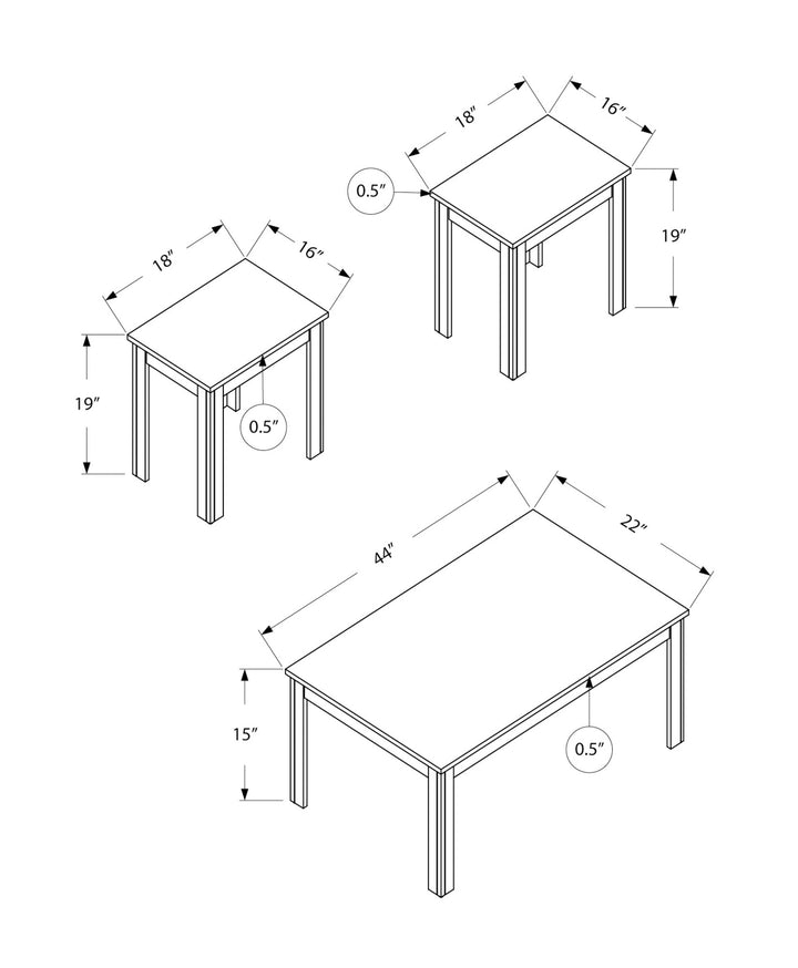 Set of Three 44" Gray Coffee Table