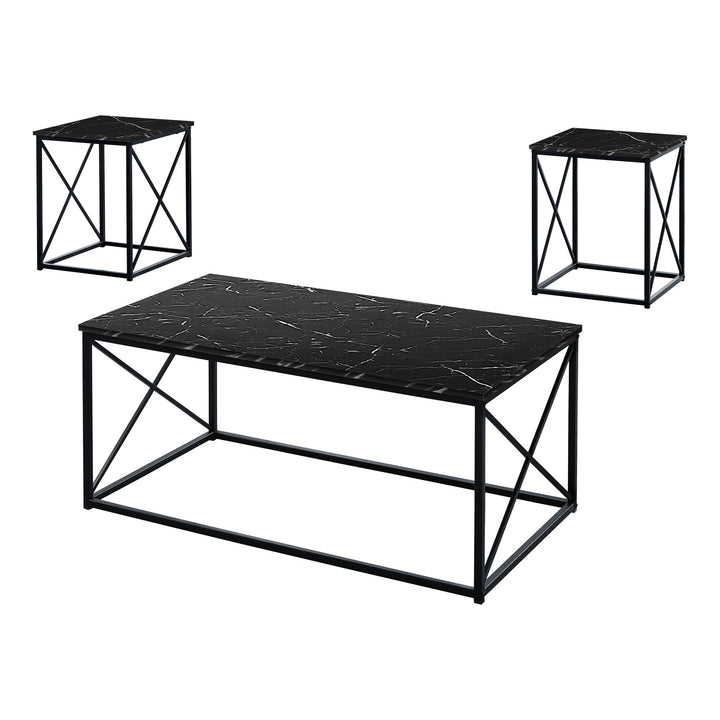 Set of Three 42" Black Metal Coffee Table