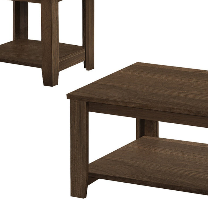 Set of Three 42" Dark Brown Coffee Table With Three Shelves