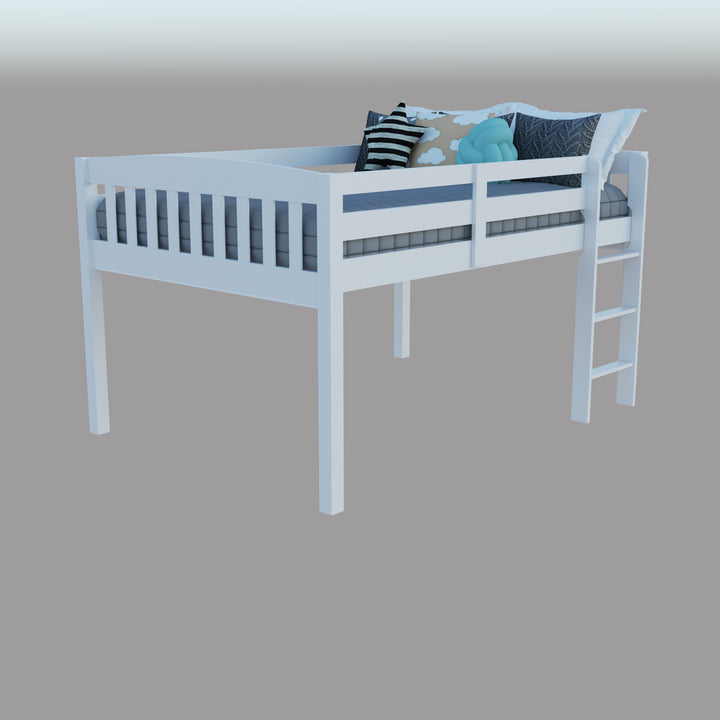 Dark Brown Solid Wood Full Double Size Loft Bed