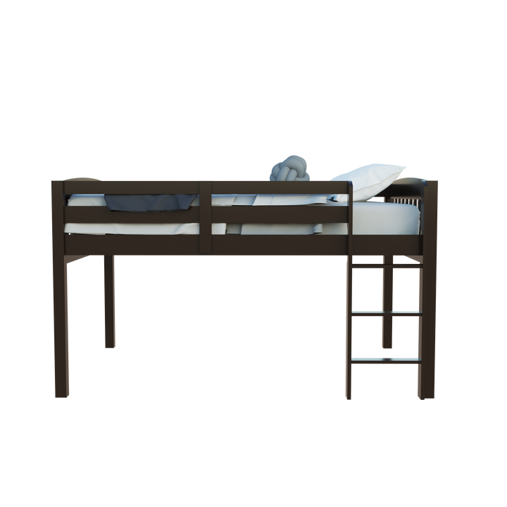 Dark Brown Solid Wood Full Double Size Loft Bed