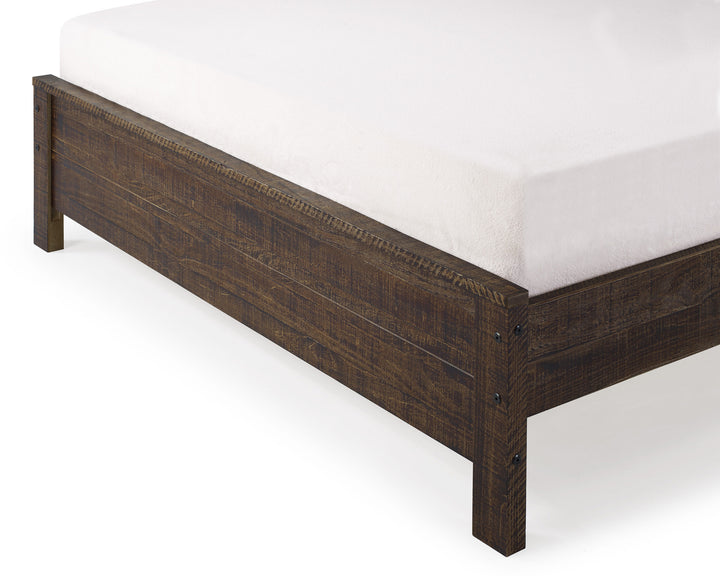 Dark Brown Solid Wood Queen Bed Frame