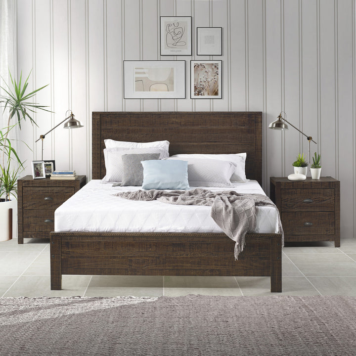 Dark Brown Solid Wood Full Double Bed Frame