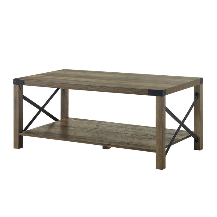 47" Oak Coffee Table With Shelf