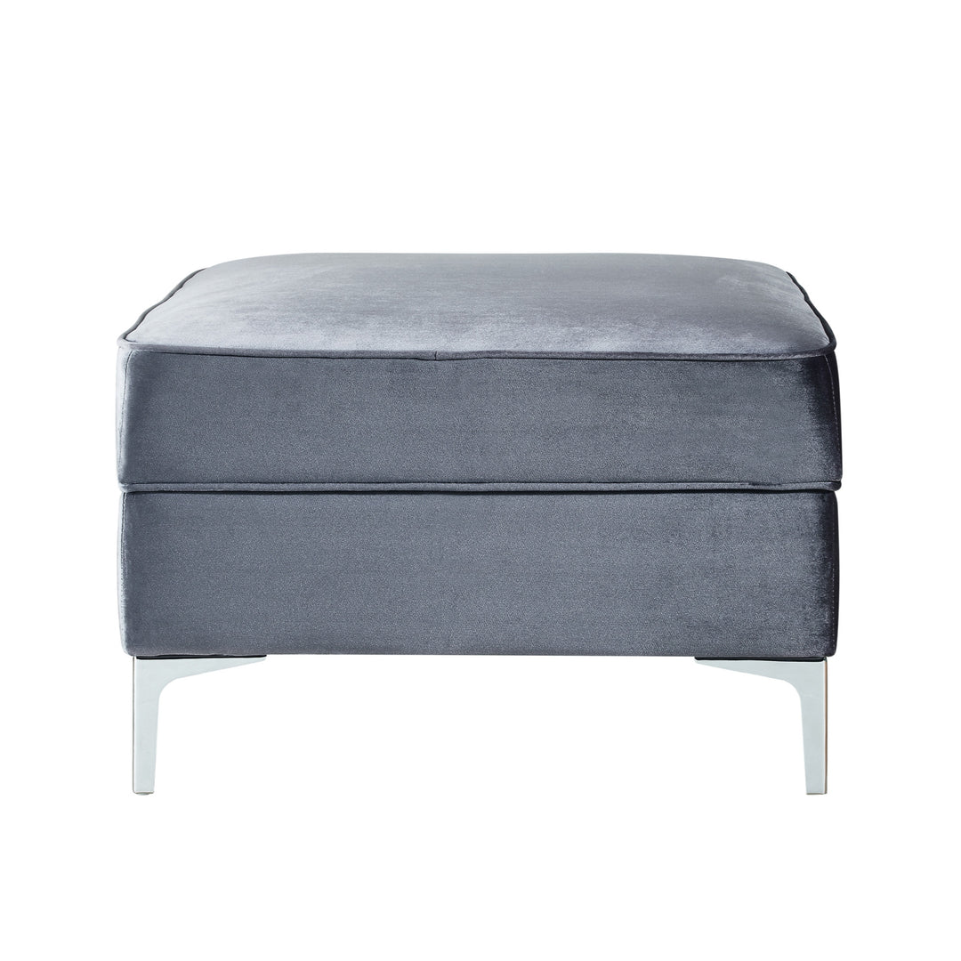 30" Navy Blue Velvet And Silver Storage