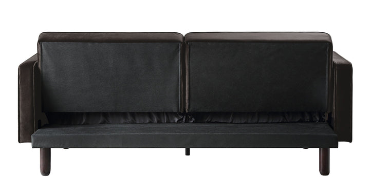 79" Dark Brown Velvet Sleeper Sofa With Black Legs