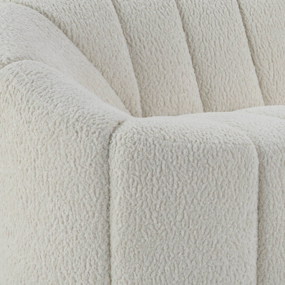 84" White Sherpa Sofa With Black Legs