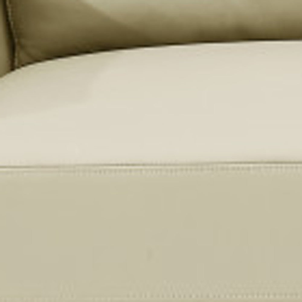 90" Beige Italian Leather Sofa With Gold Legs