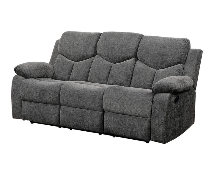 82" Gray Chenille Reclining Sofa With Black Legs