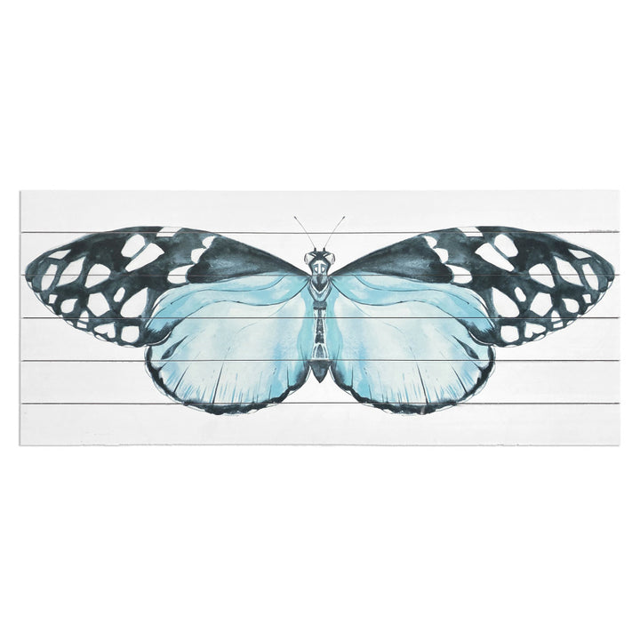 Blue Butterfly Moth Unframed Wood Wall Art