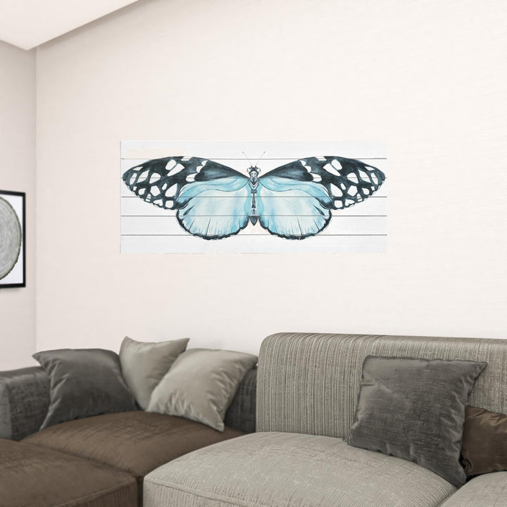 Blue Butterfly Moth Unframed Wood Wall Art