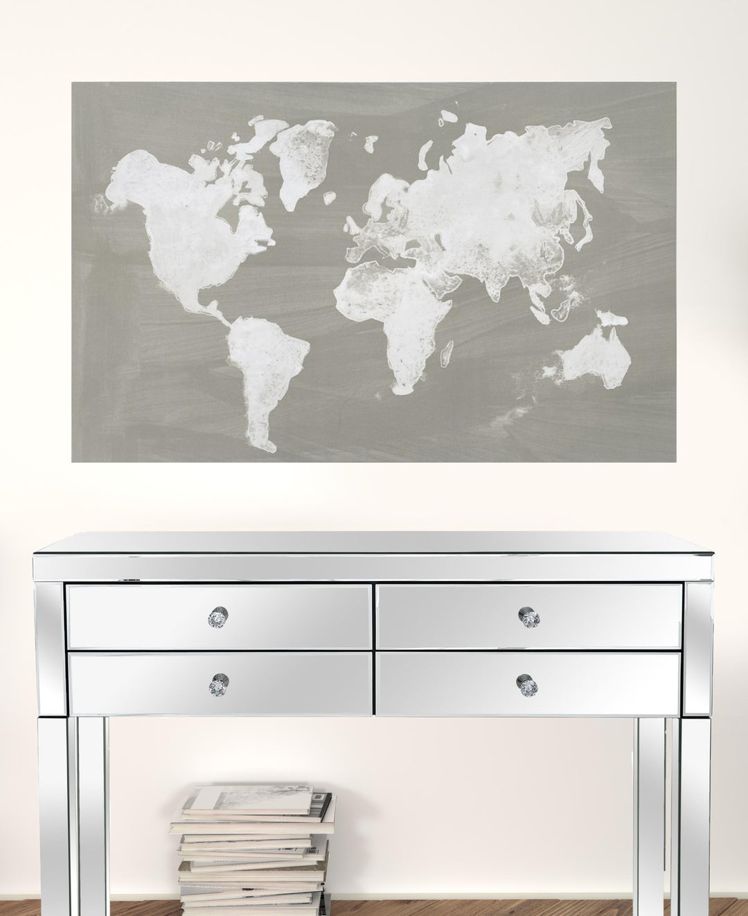 The World in Neutral Wrapped Canvas p-Oxybis(benzenesulfonyl hydrazide) Wall Art