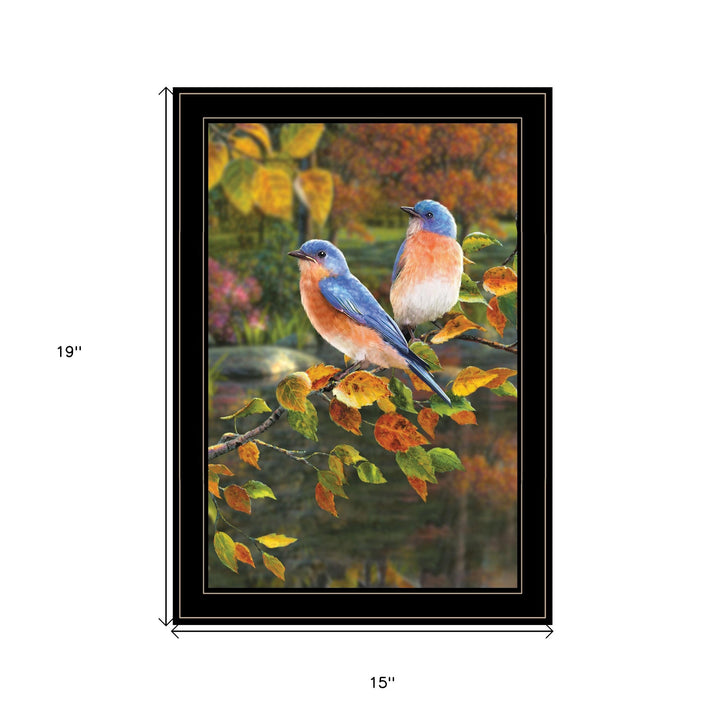 Bluebirds Black Wrapped Canvas Print Wall Art