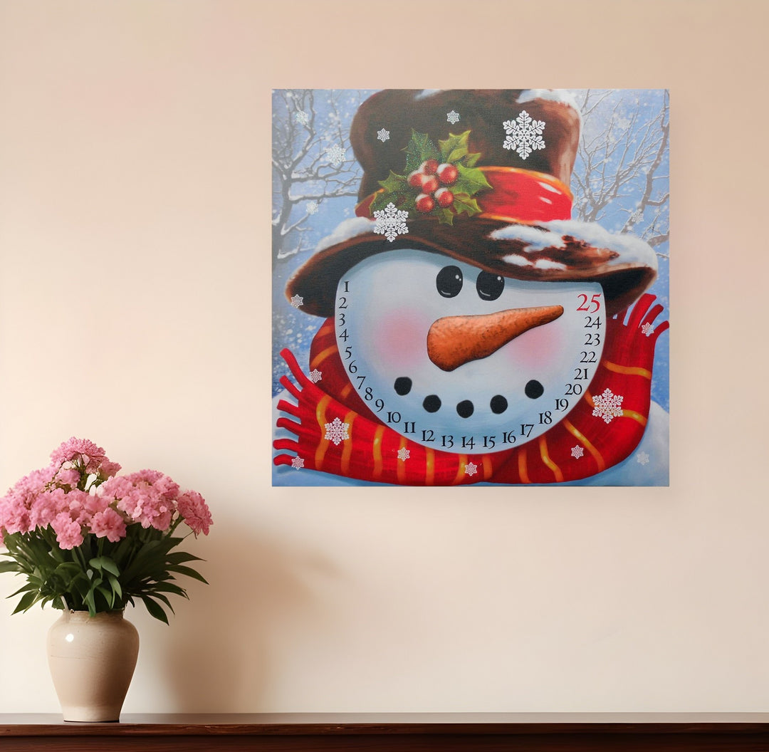 Count Down to Christmas Snowman Canvas Wrapped Canvas Print Wall Art