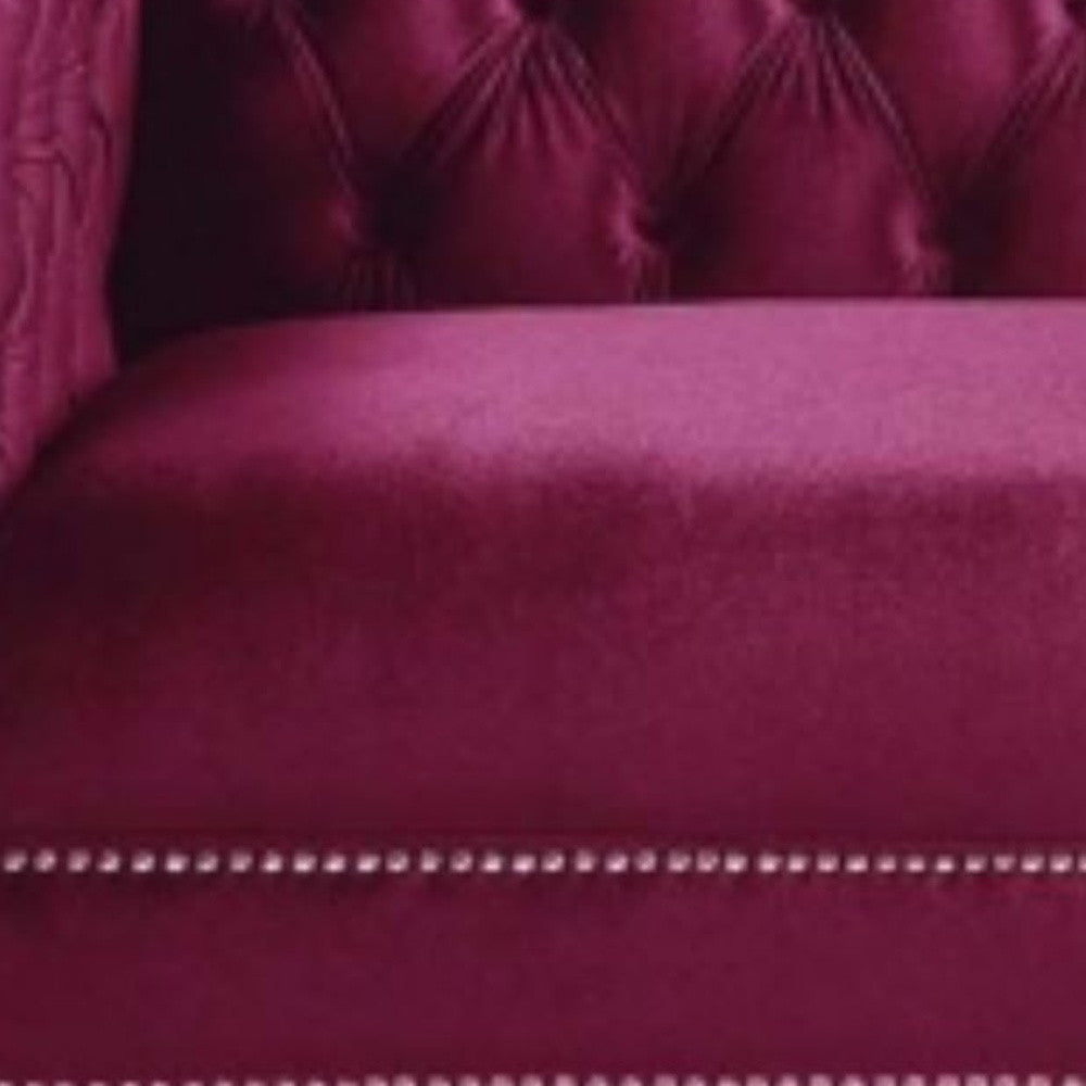 67" Burgundy Tufted Velvet Bling and Acrylic Love Seat