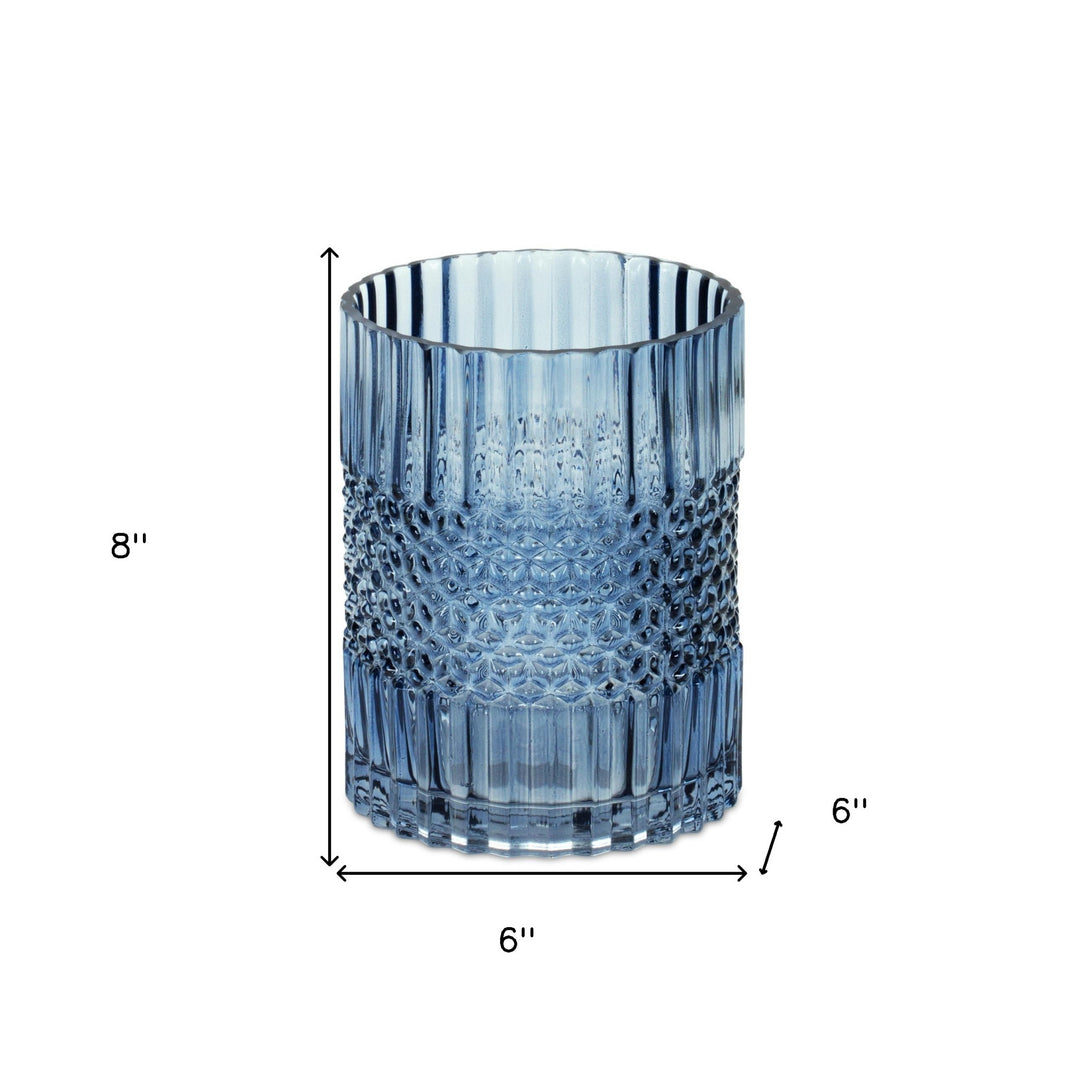 8" Crystal Glass Blue Round Table vase