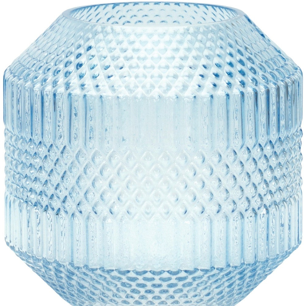 8" Crystal Glass Blue Round Table vase