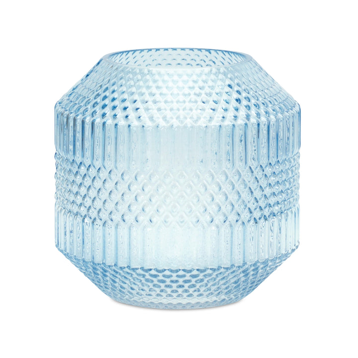 8" Crystal Glass Blue Round Table vase