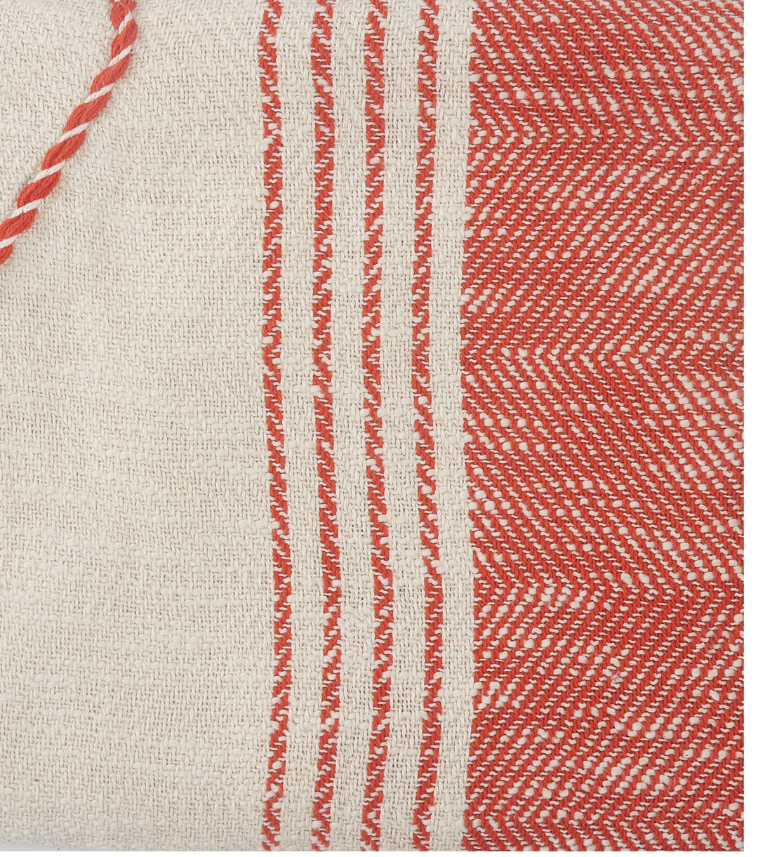 60" X 50" Red Woven Cotton Striped Throw Blanket with Fringe