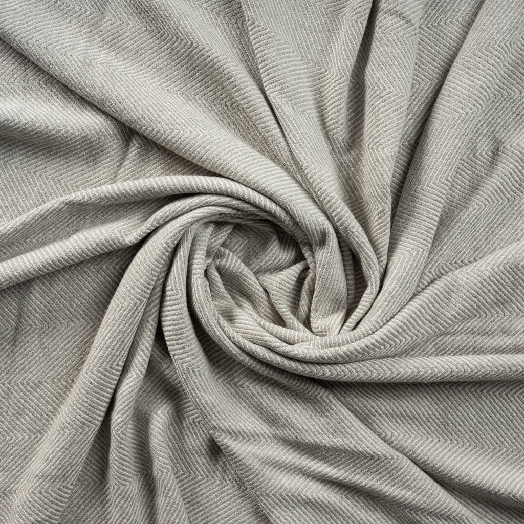 50" X 60" Gray Woven Cotton Herringbone Throw Blanket with Fringe