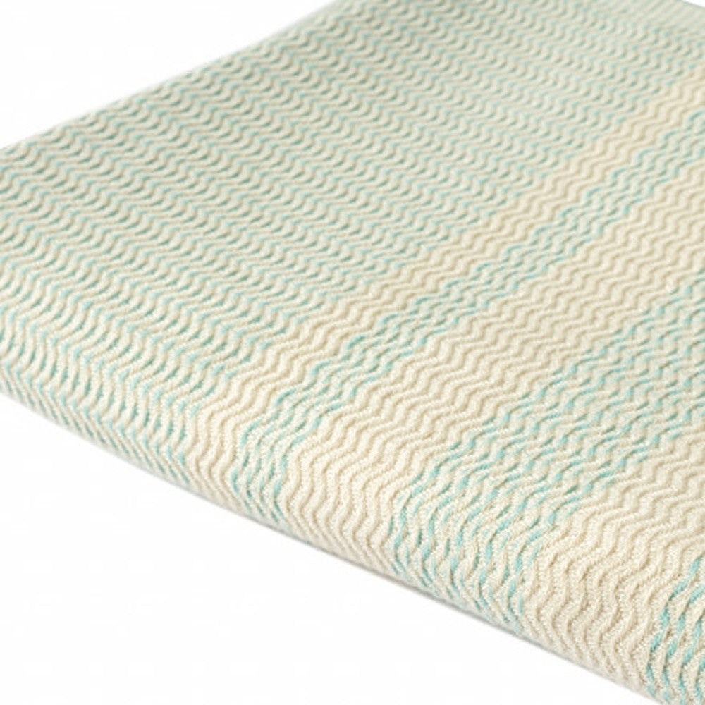 50" X 60" Turquoise Woven Cotton Striped Throw Blanket with Fringe