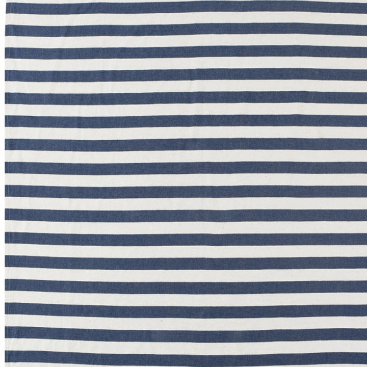 50" X 60" Blue and White Woven Cotton Striped Throw Blanket with Tassels