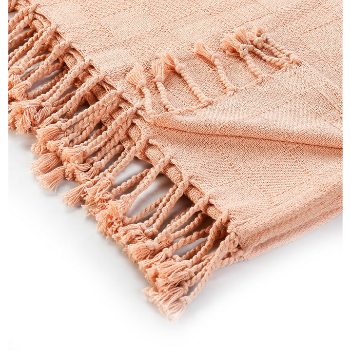 50" X 60" Orange Woven Cotton Throw Blanket with Fringe