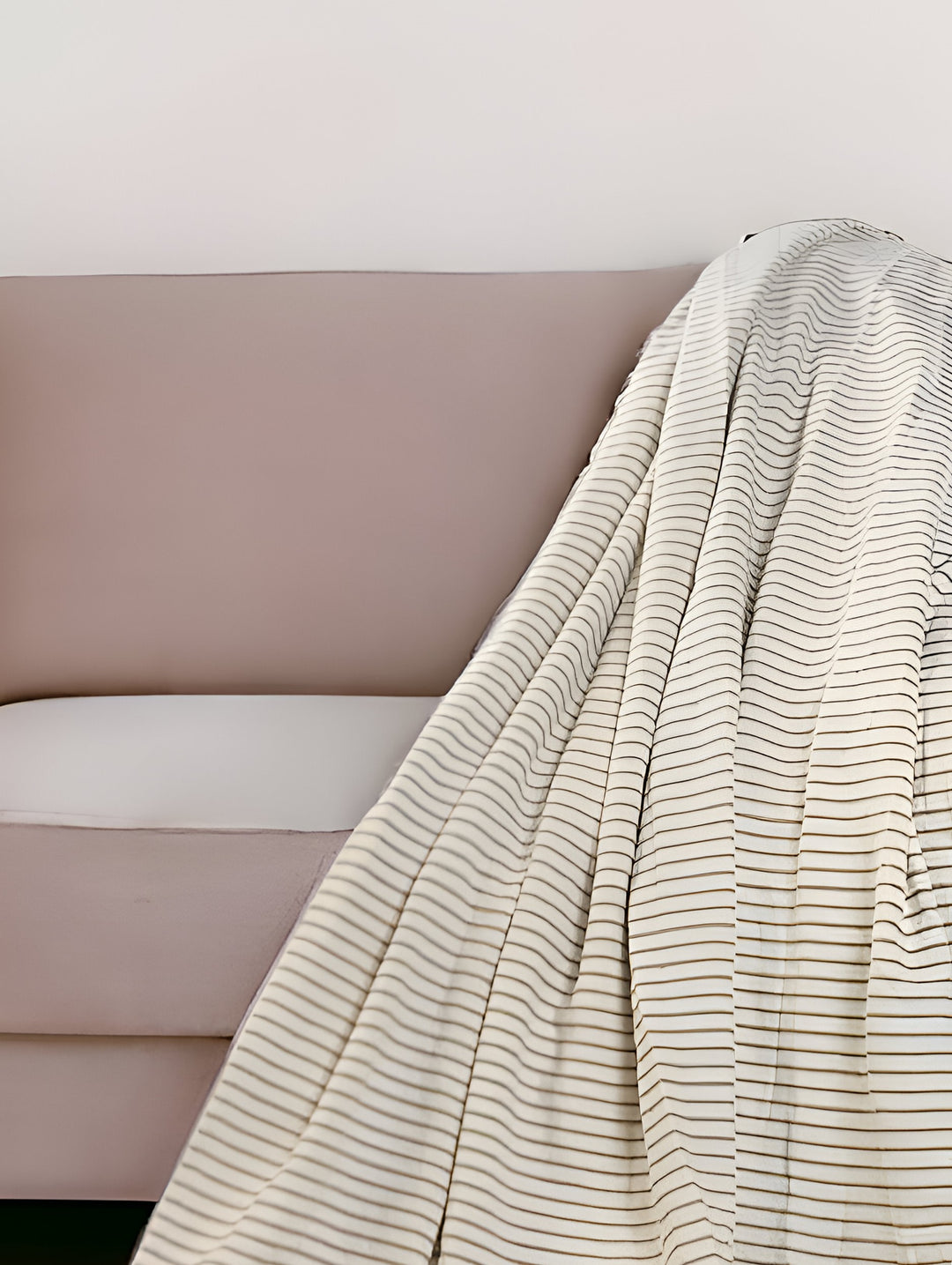 50" X 60" Brown and White Woven Cotton Striped Throw Blanket with Tassels