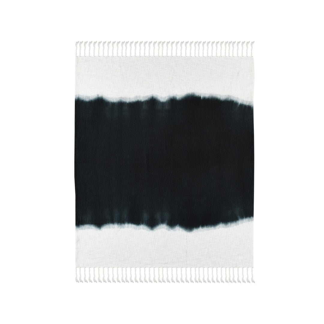 50" X 60" Black and White Woven Cotton Ombre Throw Blanket with Fringe