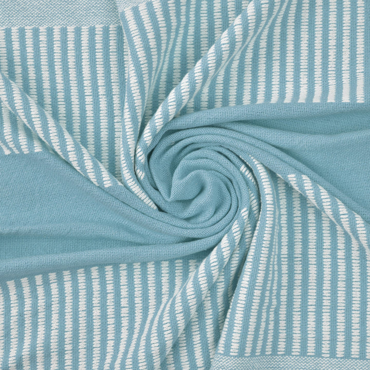 50" X 60" Blue Woven Cotton Striped Throw Blanket with Tassels