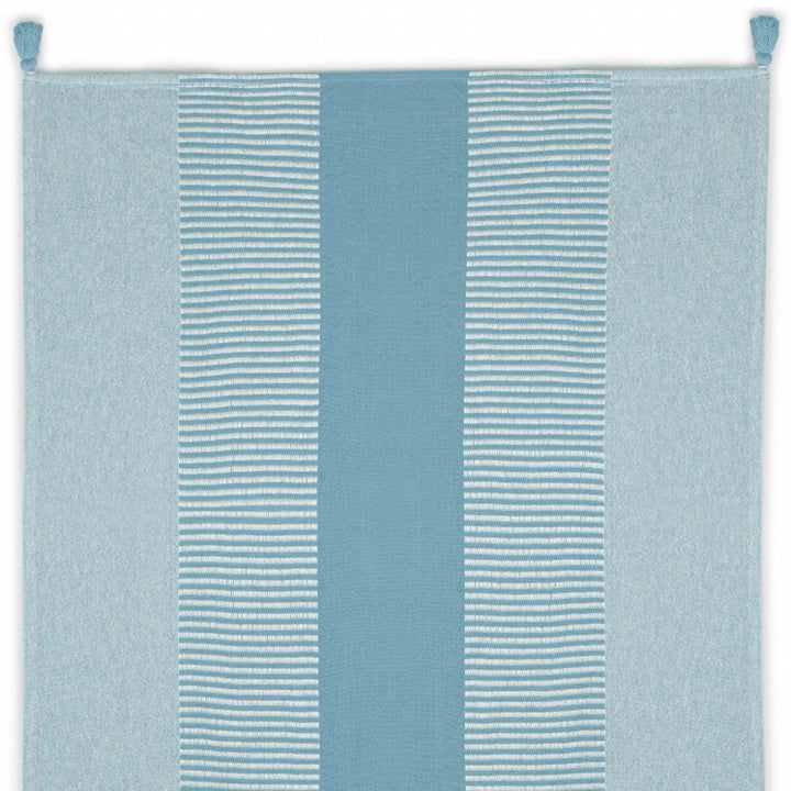 50" X 60" Blue Woven Cotton Striped Throw Blanket with Tassels