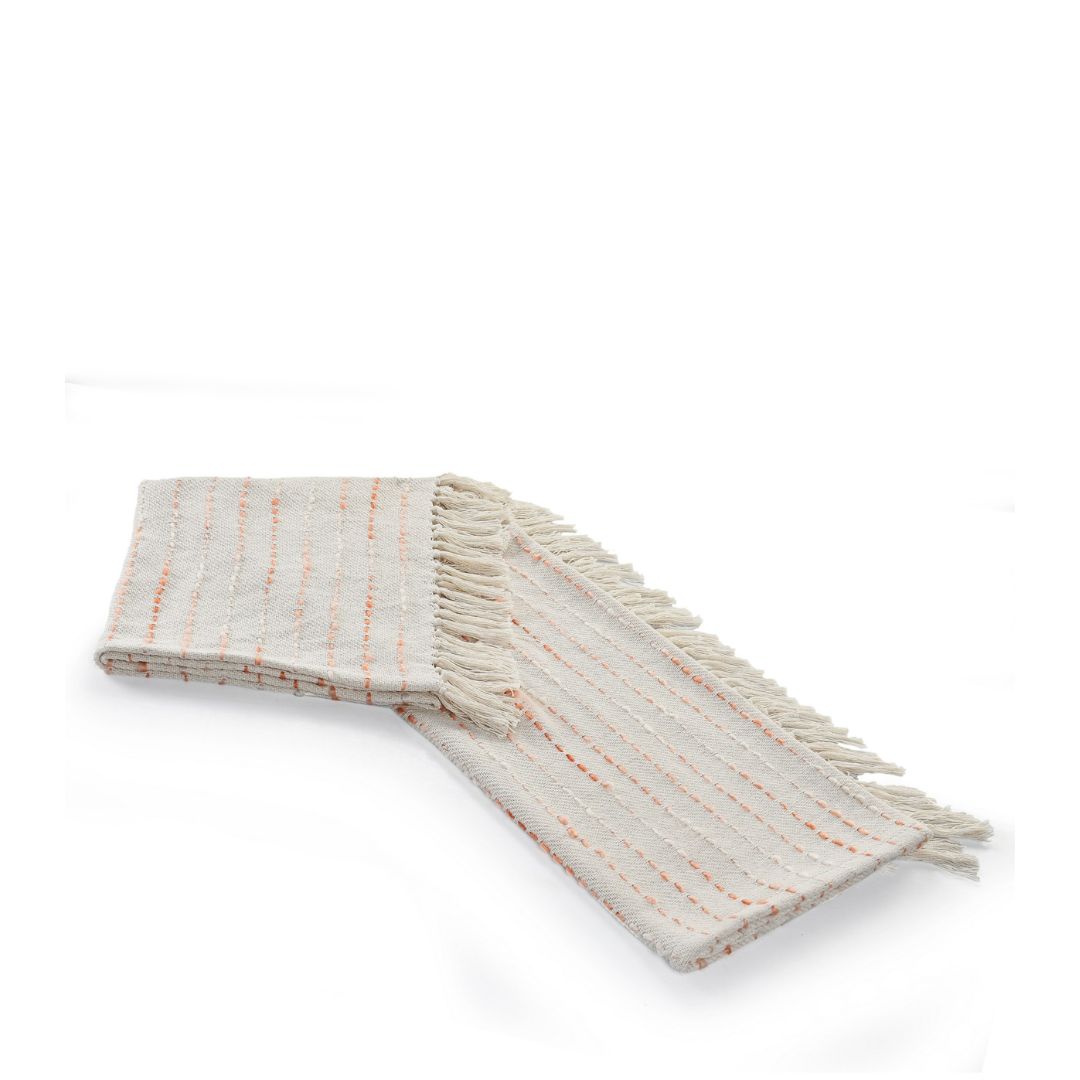 50" X 60" Cream Kantha Cotton Striped Throw Blanket with Embroidery