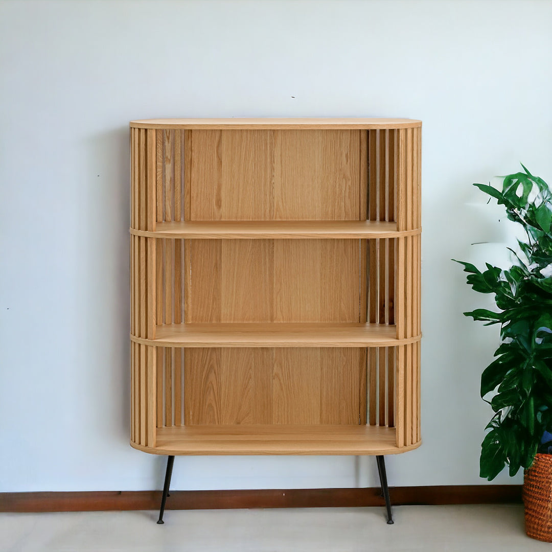 57" White Wood Three Tier Standard Bookcase