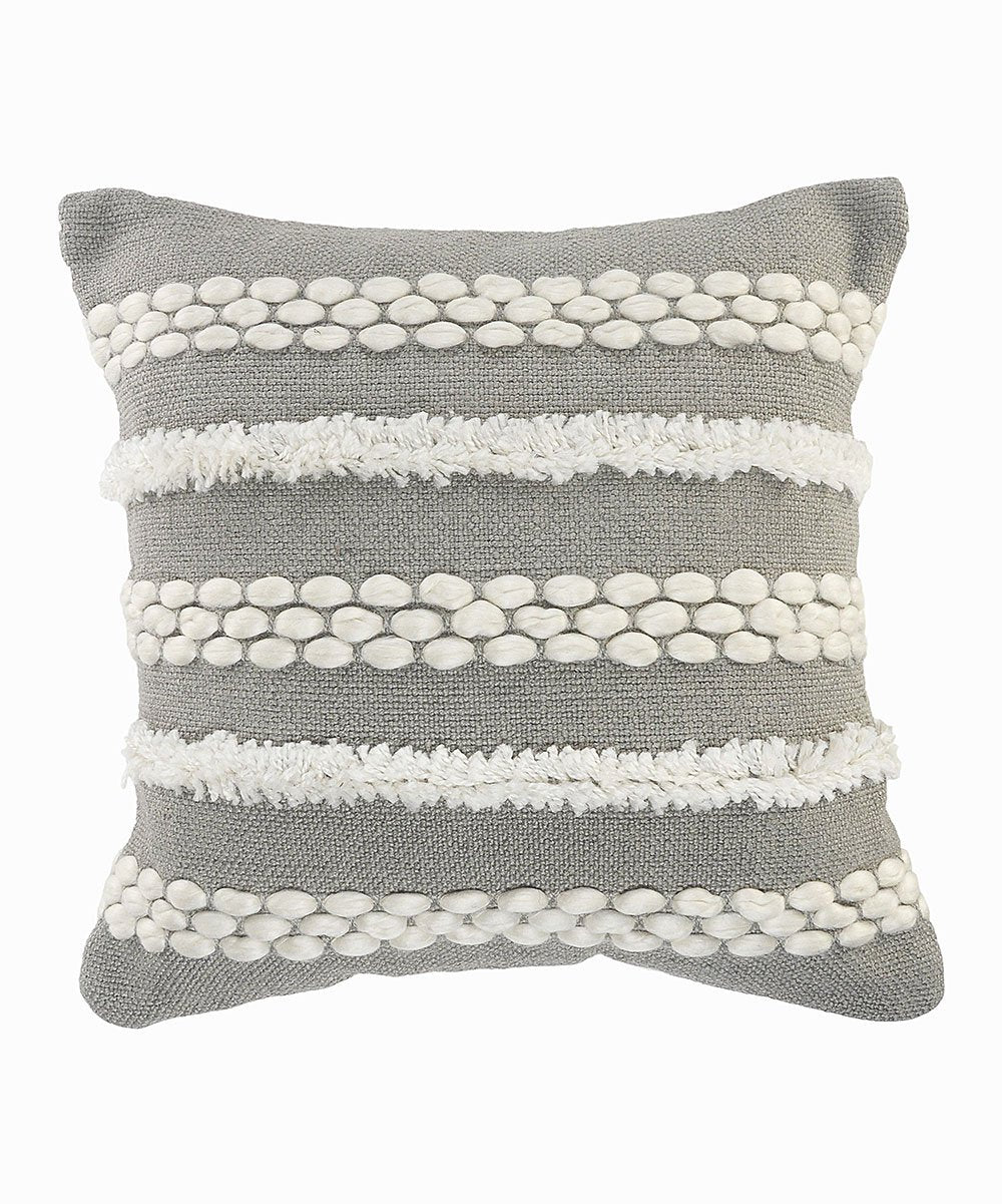 20" Gray and White Geometric Indoor Outdoor Throw Pillow With Texture