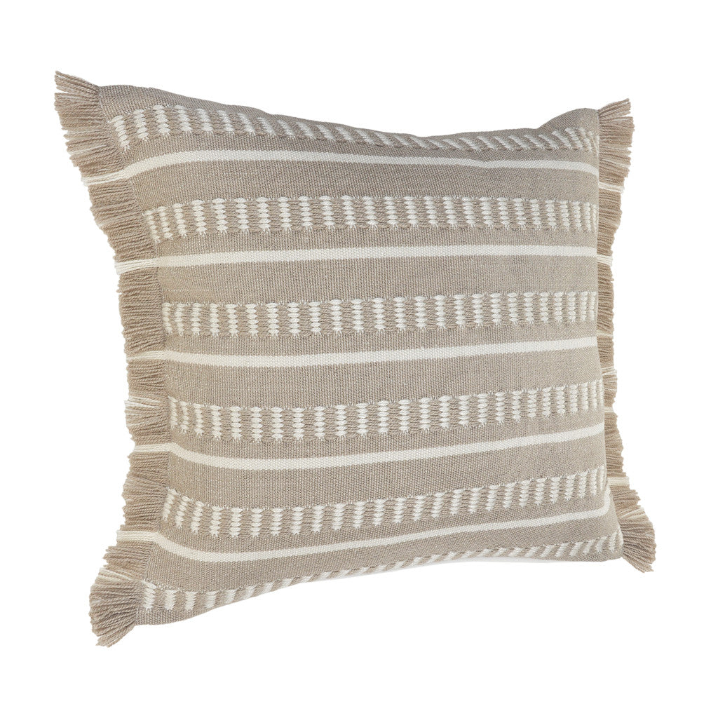 24" X 24" Tan Zippered Coastal Indoor Outdoor Throw Pillow