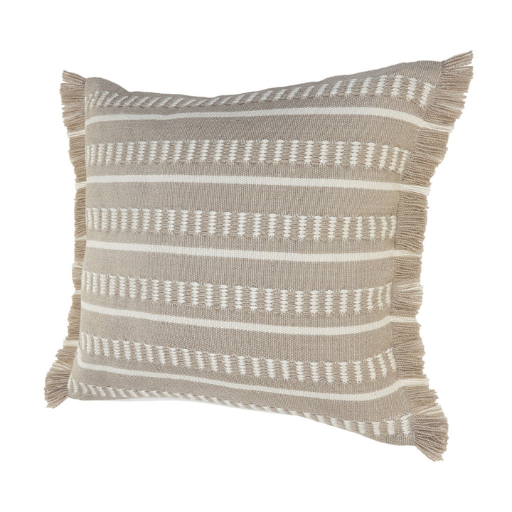 24" X 24" Tan Zippered Coastal Indoor Outdoor Throw Pillow