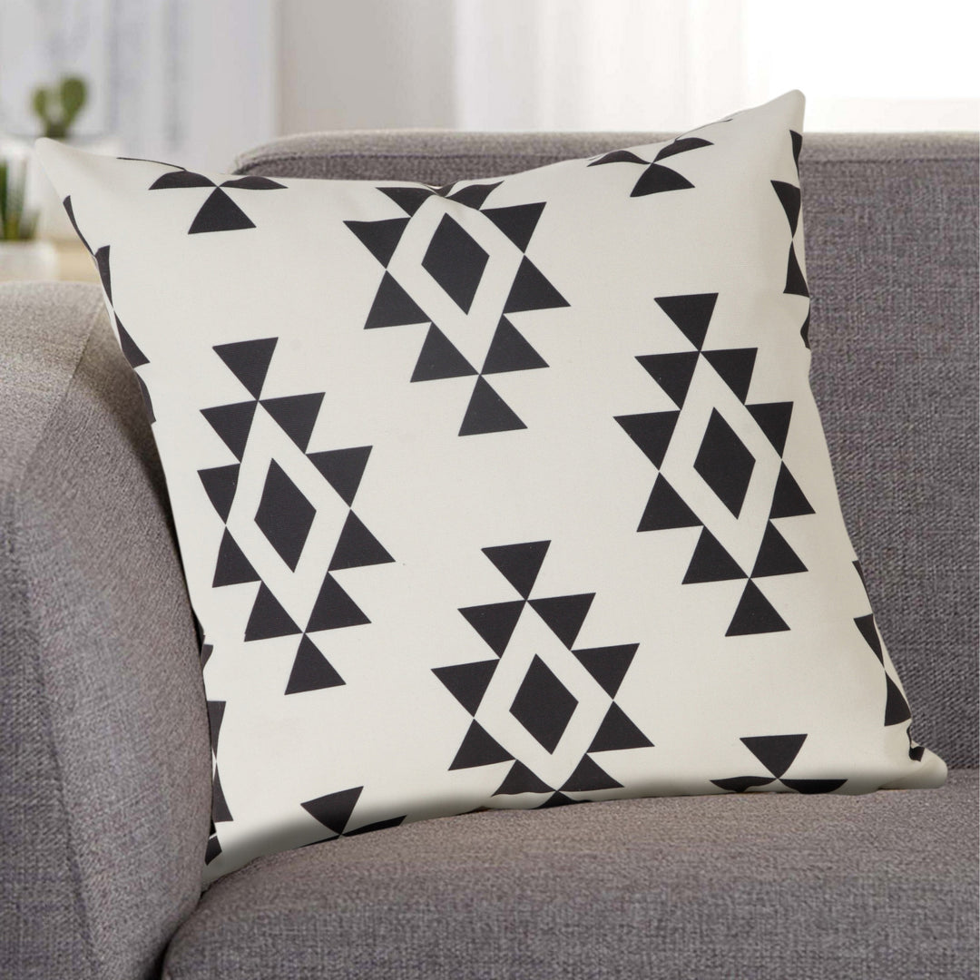 20" X 20" Black Zippered Southwestern Indoor Outdoor Throw Pillow