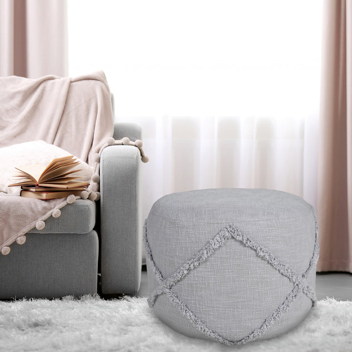 18" Gray 100% Cotton Ottoman