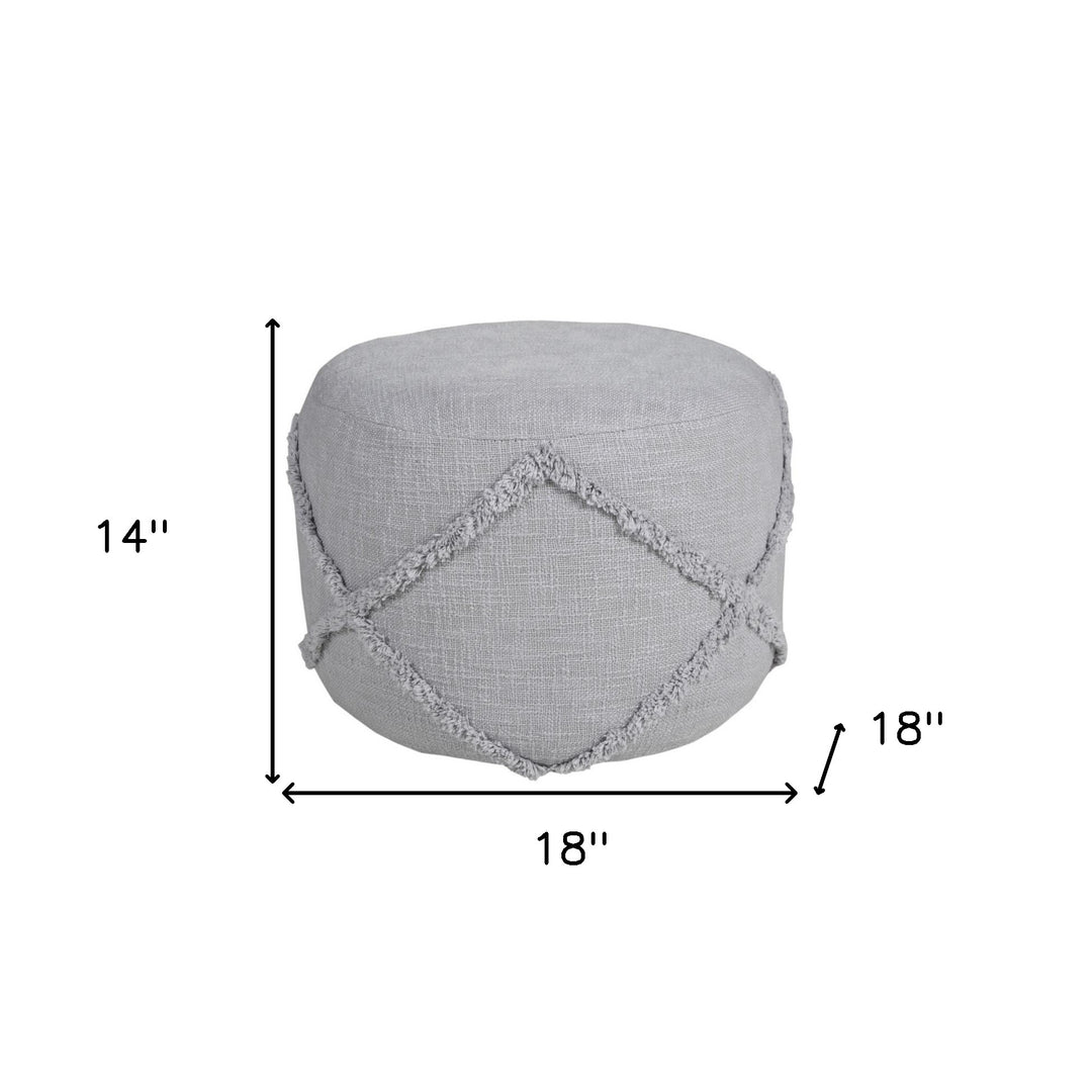 18" Gray 100% Cotton Ottoman