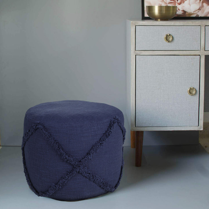 18" Gray 100% Cotton Ottoman