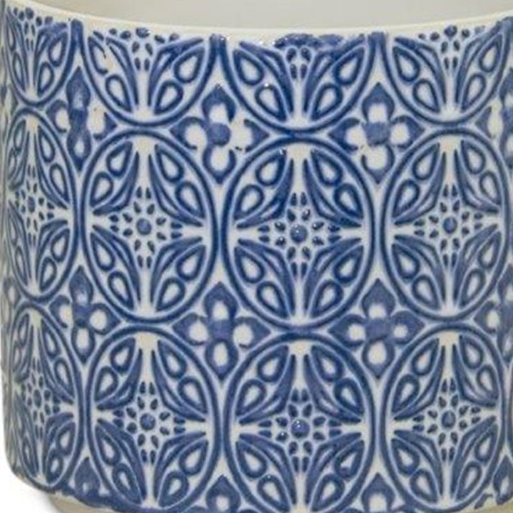 Blue Set of Two Ceramic 3.32468 ounce Round Pot Planter