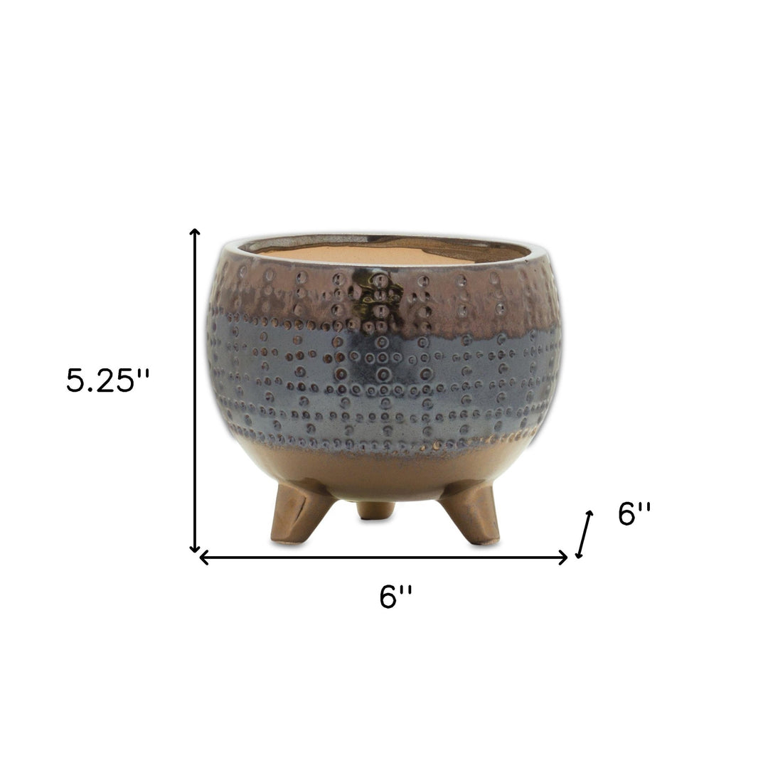 6" Blue Clay Round Pot Planter