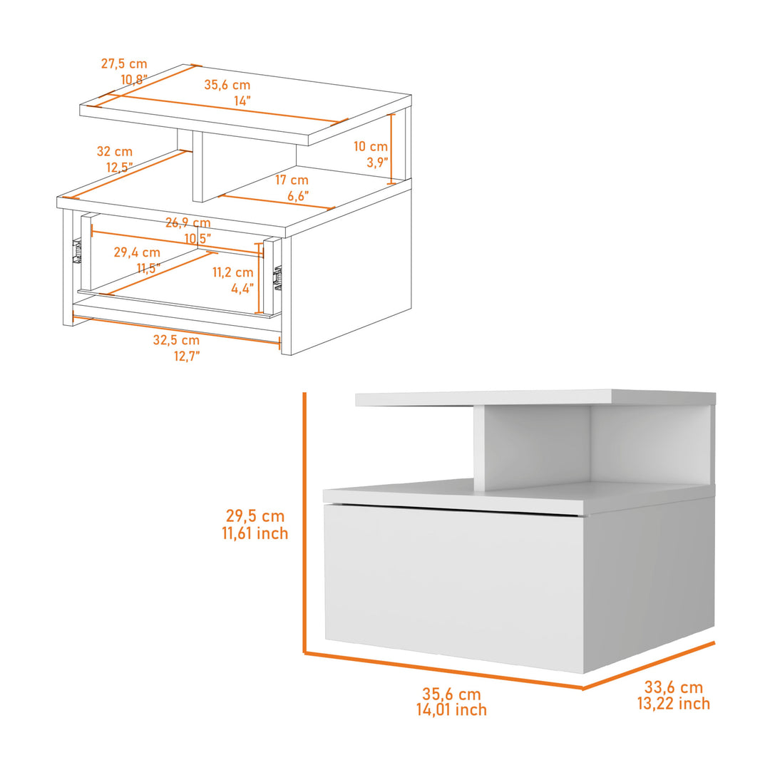 14" Rectangular One Drawer 0 With Manufactured Wood Top