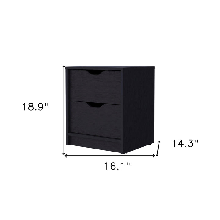 19" Black Two Drawer Nightstand With Integrated Tech