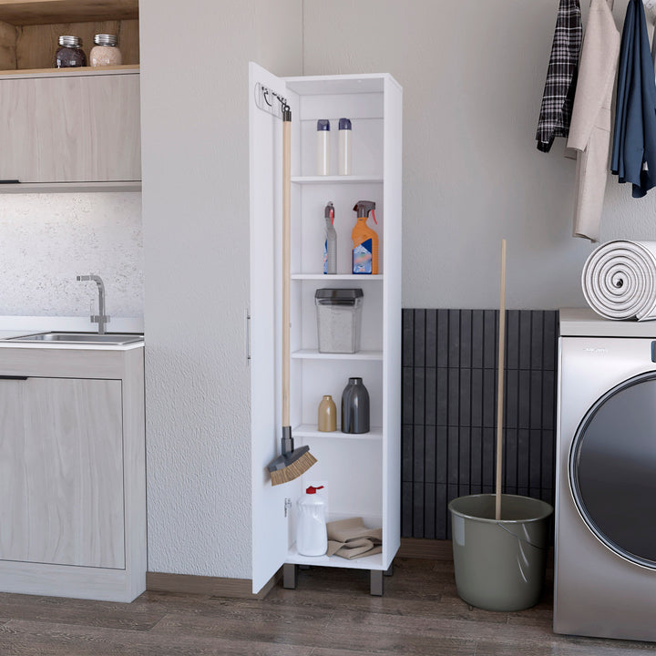 16" Silver And White Accent Cabinet With Five Shelves