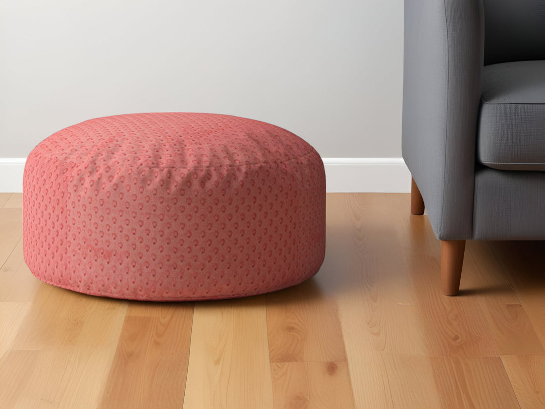 24" Blue Polyester Round Pouf Ottoman